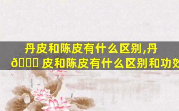 丹皮和陈皮有什么区别,丹 💐 皮和陈皮有什么区别和功效